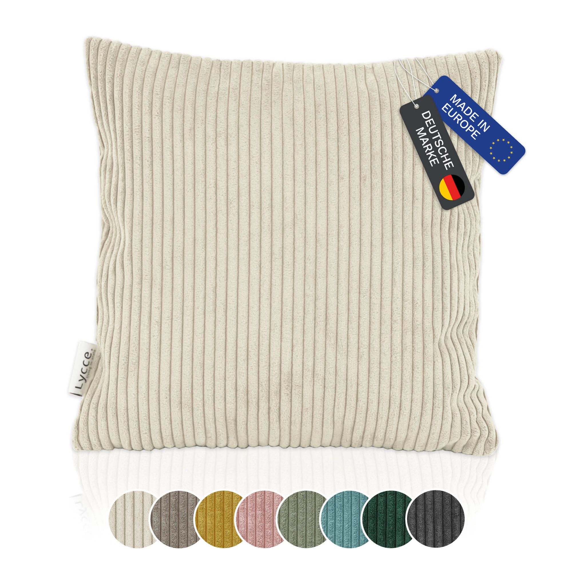 Lycce Kissenbezug aus trendigem Cordstoff (40 x 40 cm) - ideal für kuschelige Sofakissen oder Dekokissen, verschiedene Farben - made in EU