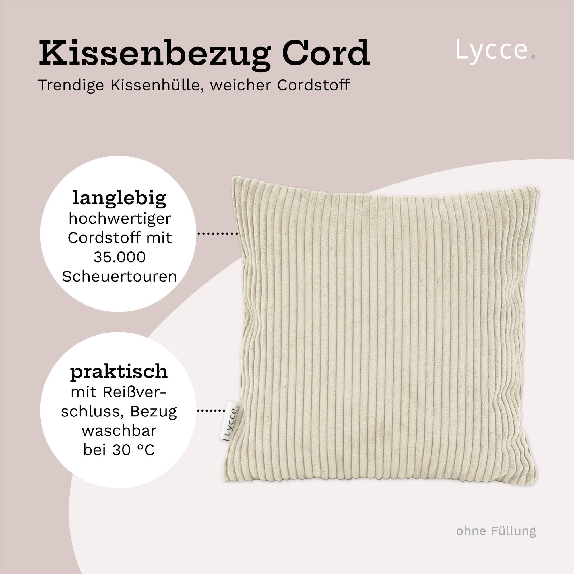 Lycce Kissenbezug aus trendigem Cordstoff (40 x 40 cm) - ideal für kuschelige Sofakissen oder Dekokissen, verschiedene Farben - made in EU