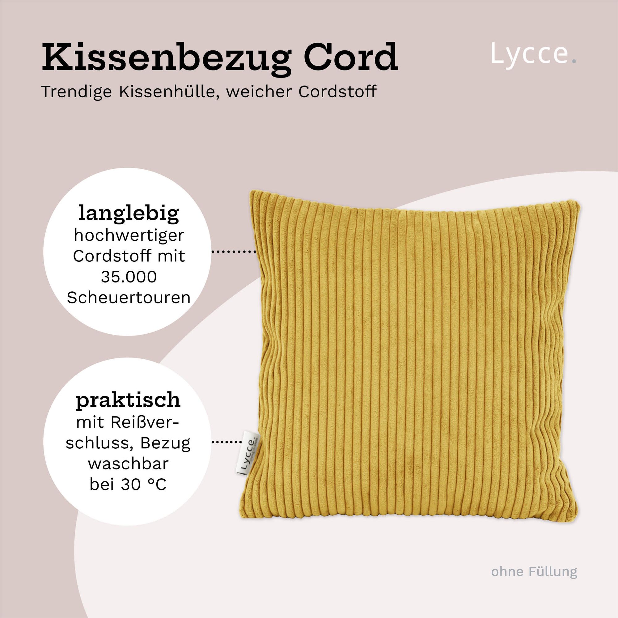 Lycce Kissenbezug aus trendigem Cordstoff (40 x 40 cm) - ideal für kuschelige Sofakissen oder Dekokissen, verschiedene Farben - made in EU