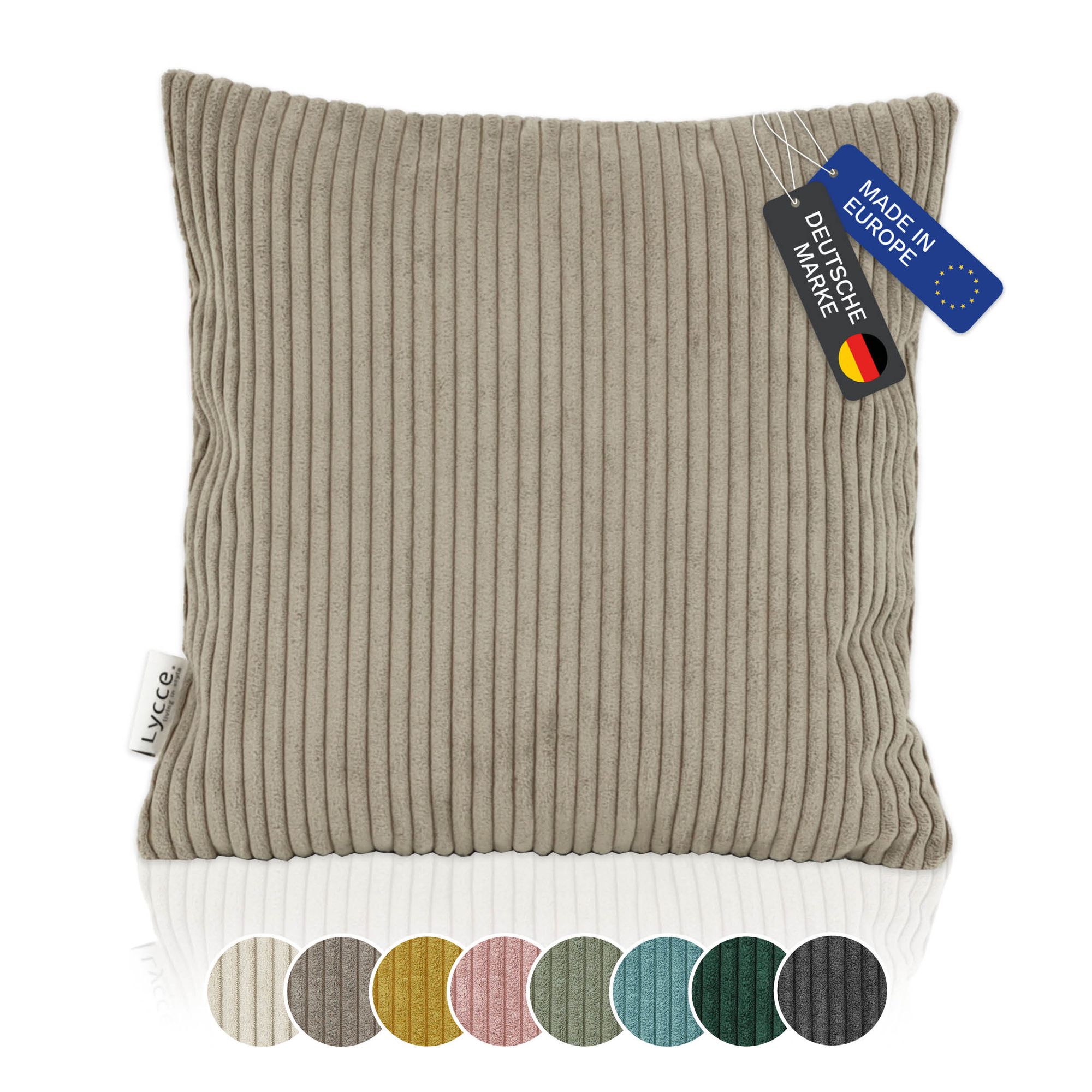 Lycce Kissenbezug aus trendigem Cordstoff (40 x 40 cm) - ideal für kuschelige Sofakissen oder Dekokissen, verschiedene Farben - made in EU