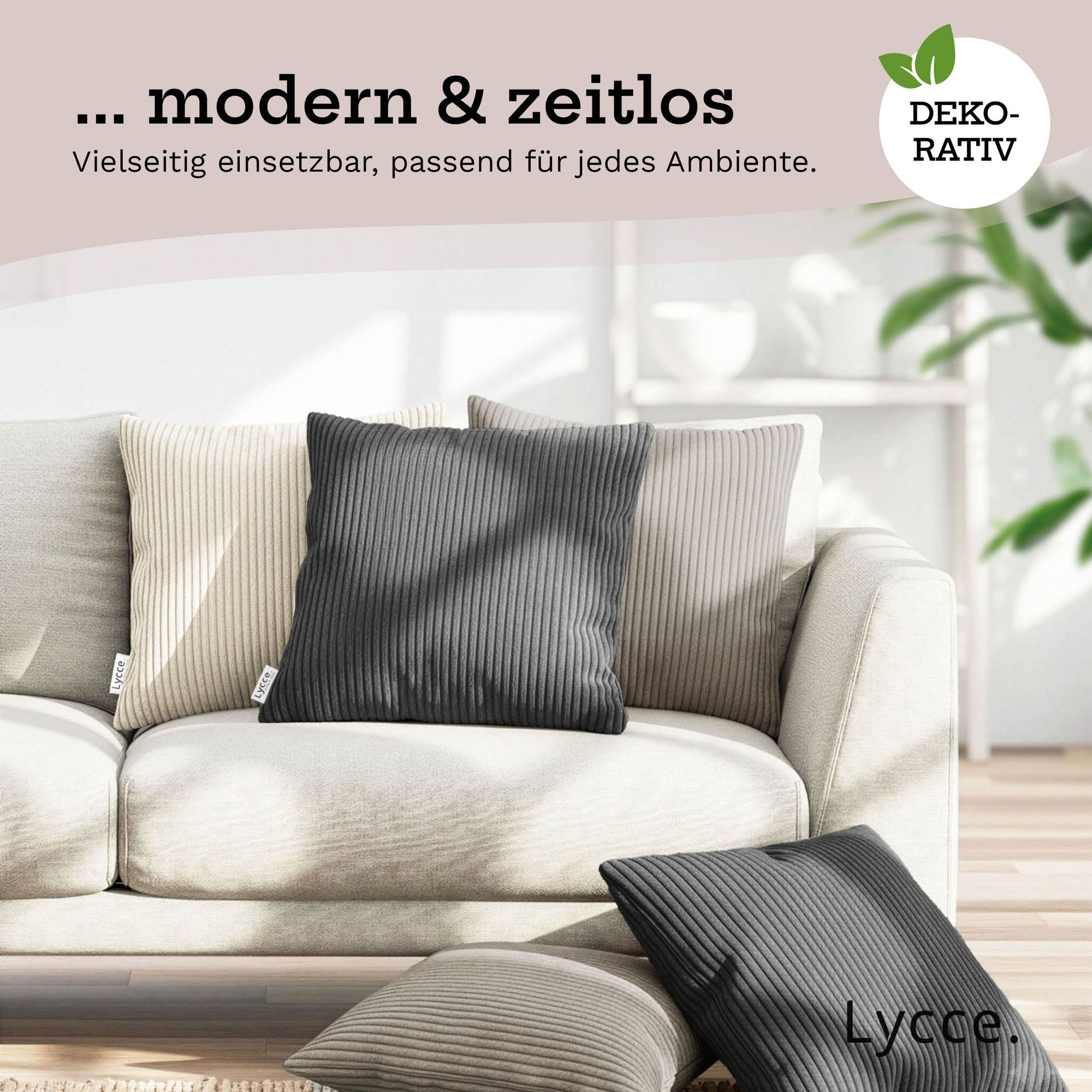 Lycce Kissenbezug aus trendigem Cordstoff (50 x 50 cm) - ideal für kuschelige Sofakissen oder Dekokissen, verschiedene Farben - made in EU