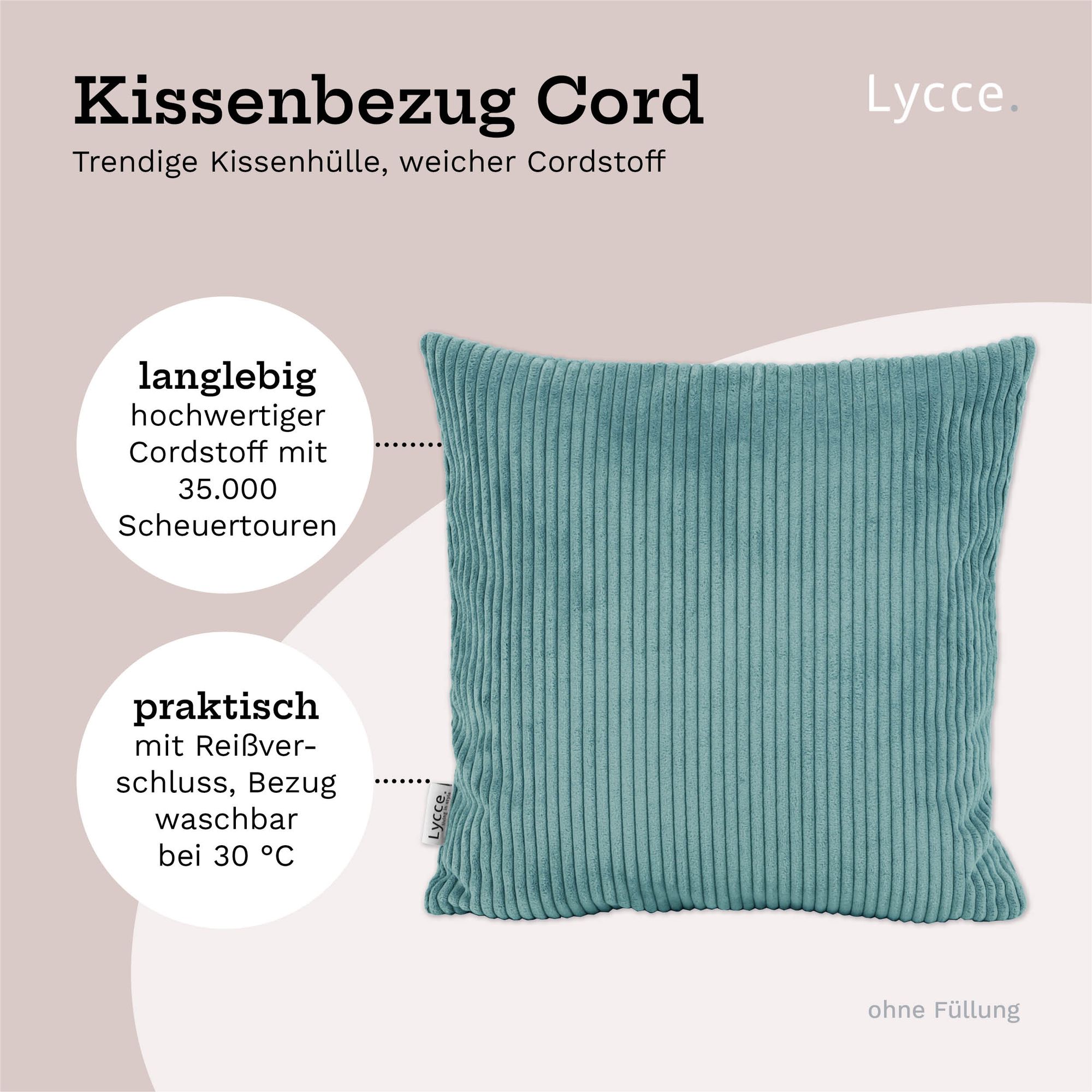 Lycce Kissenbezug aus trendigem Cordstoff (50 x 50 cm) - ideal für kuschelige Sofakissen oder Dekokissen, verschiedene Farben - made in EU