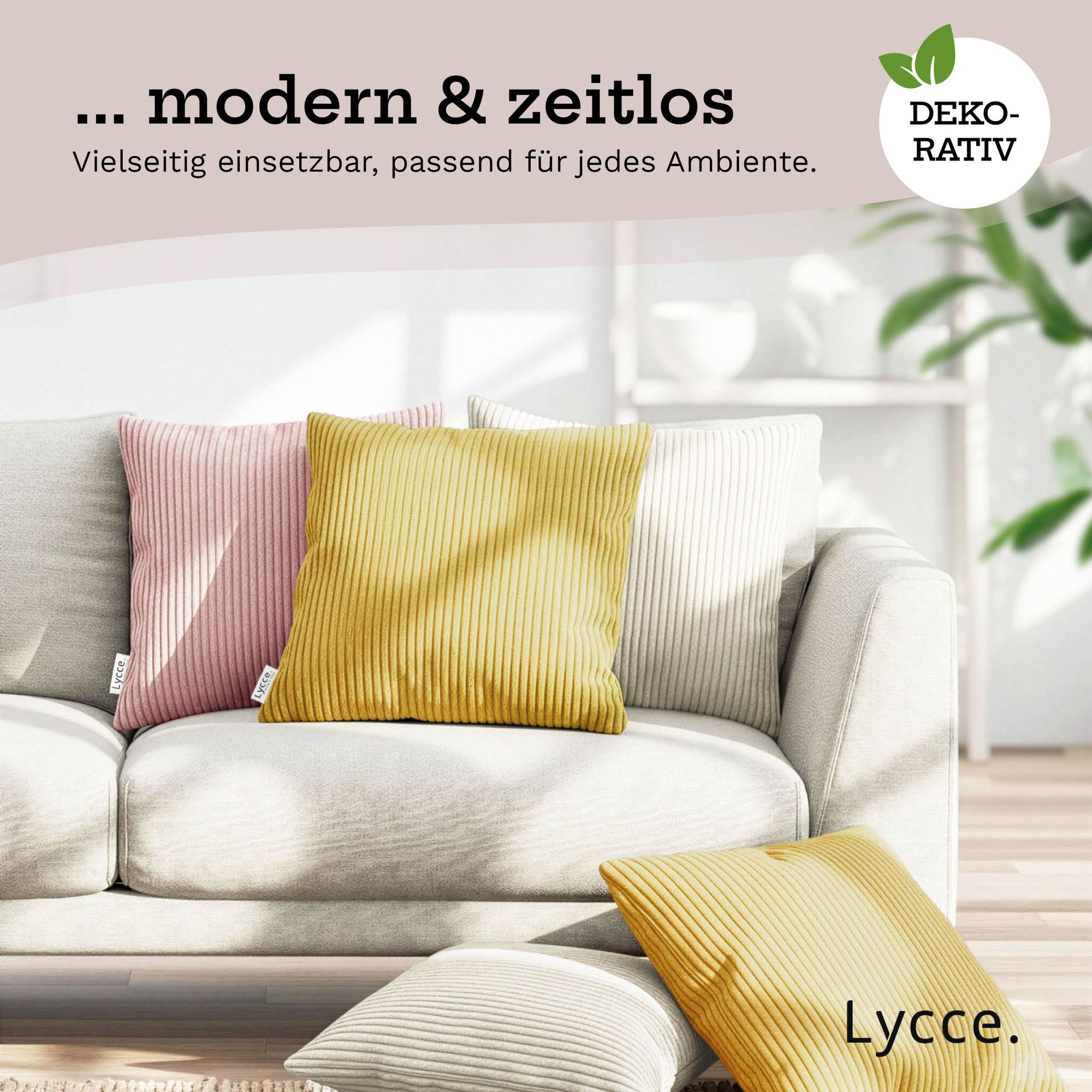 Lycce Kissenbezug aus trendigem Cordstoff (50 x 50 cm) - ideal für kuschelige Sofakissen oder Dekokissen, verschiedene Farben - made in EU