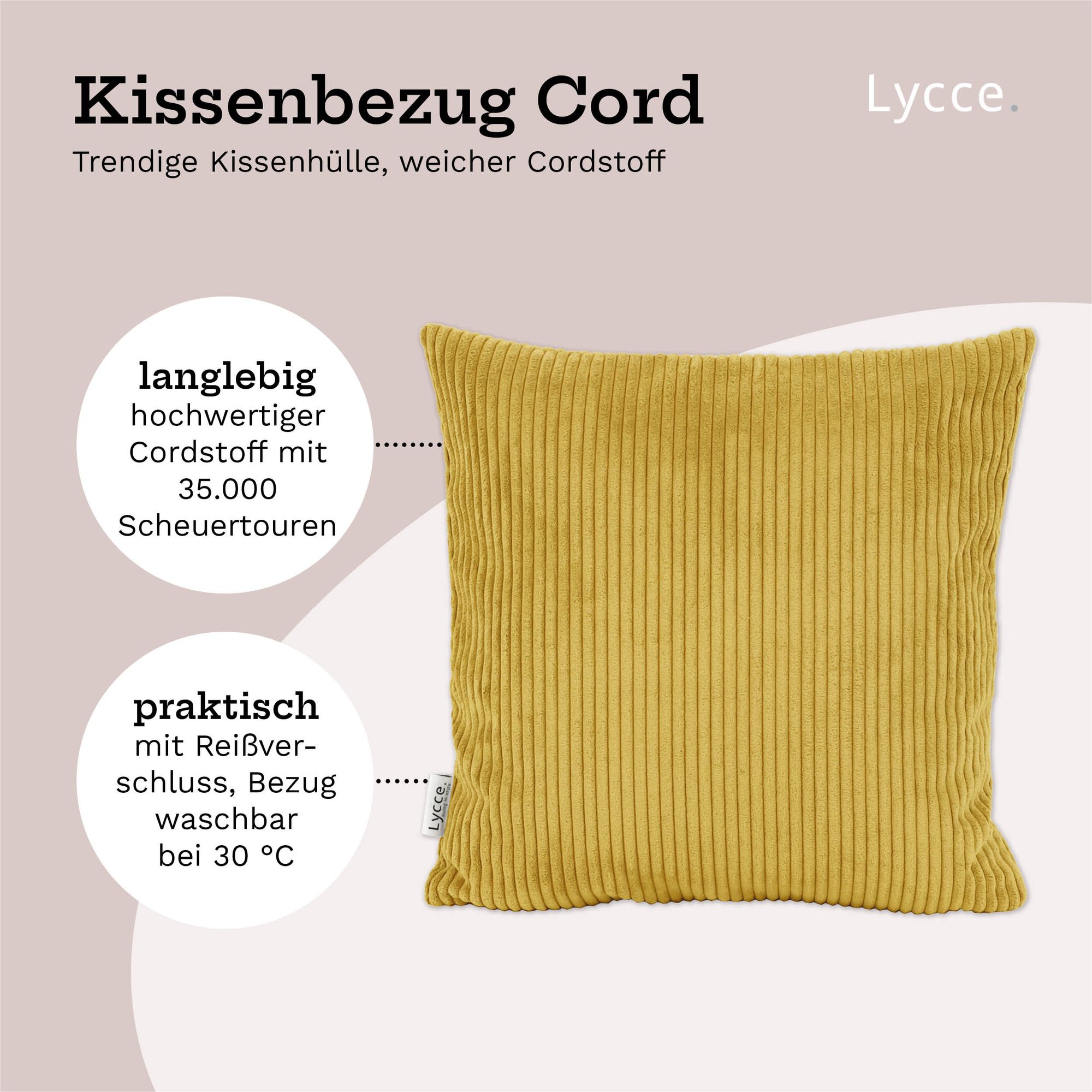 Lycce Kissenbezug aus trendigem Cordstoff (50 x 50 cm) - ideal für kuschelige Sofakissen oder Dekokissen, verschiedene Farben - made in EU