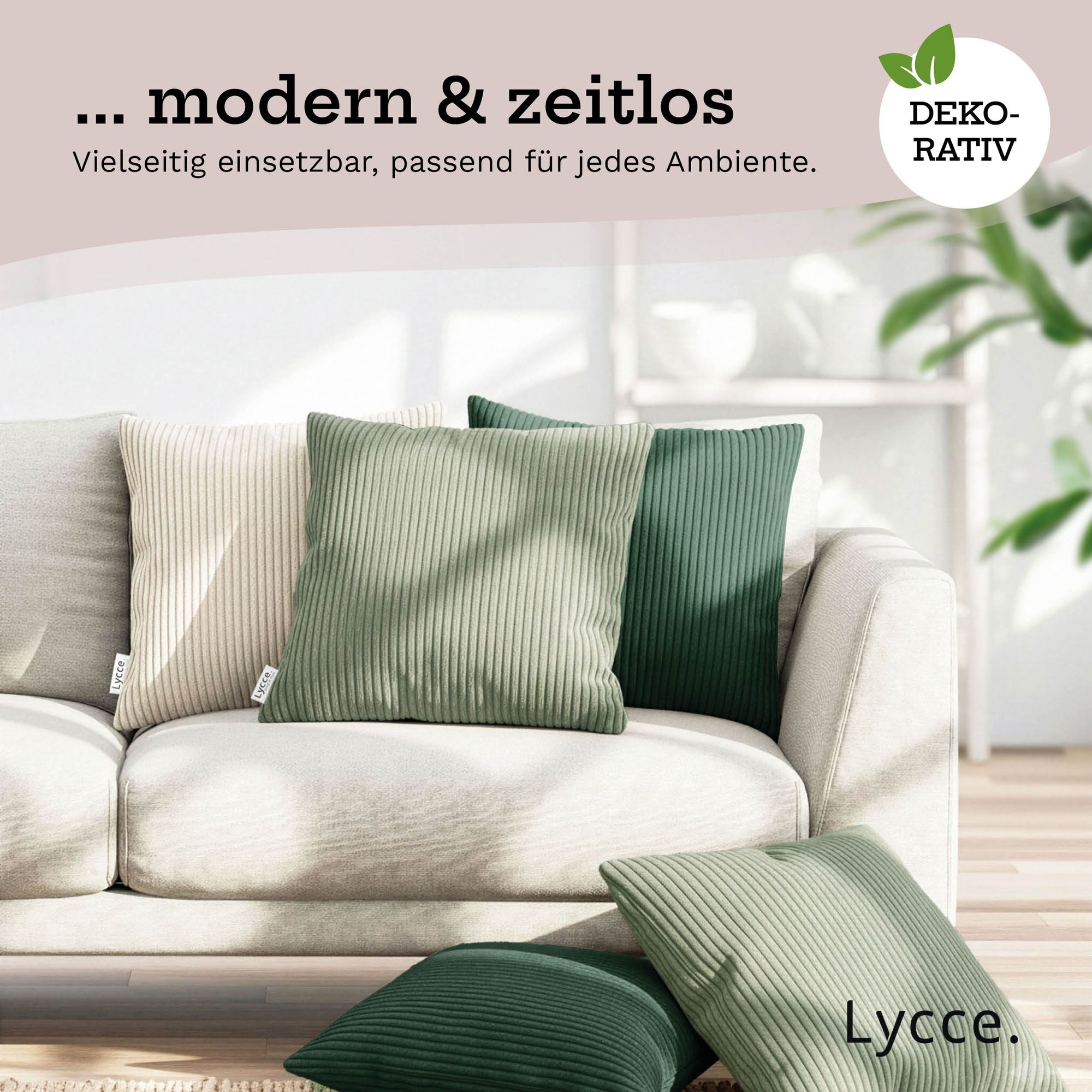 Lycce Kissenbezug aus trendigem Cordstoff (50 x 50 cm) - ideal für kuschelige Sofakissen oder Dekokissen, verschiedene Farben - made in EU