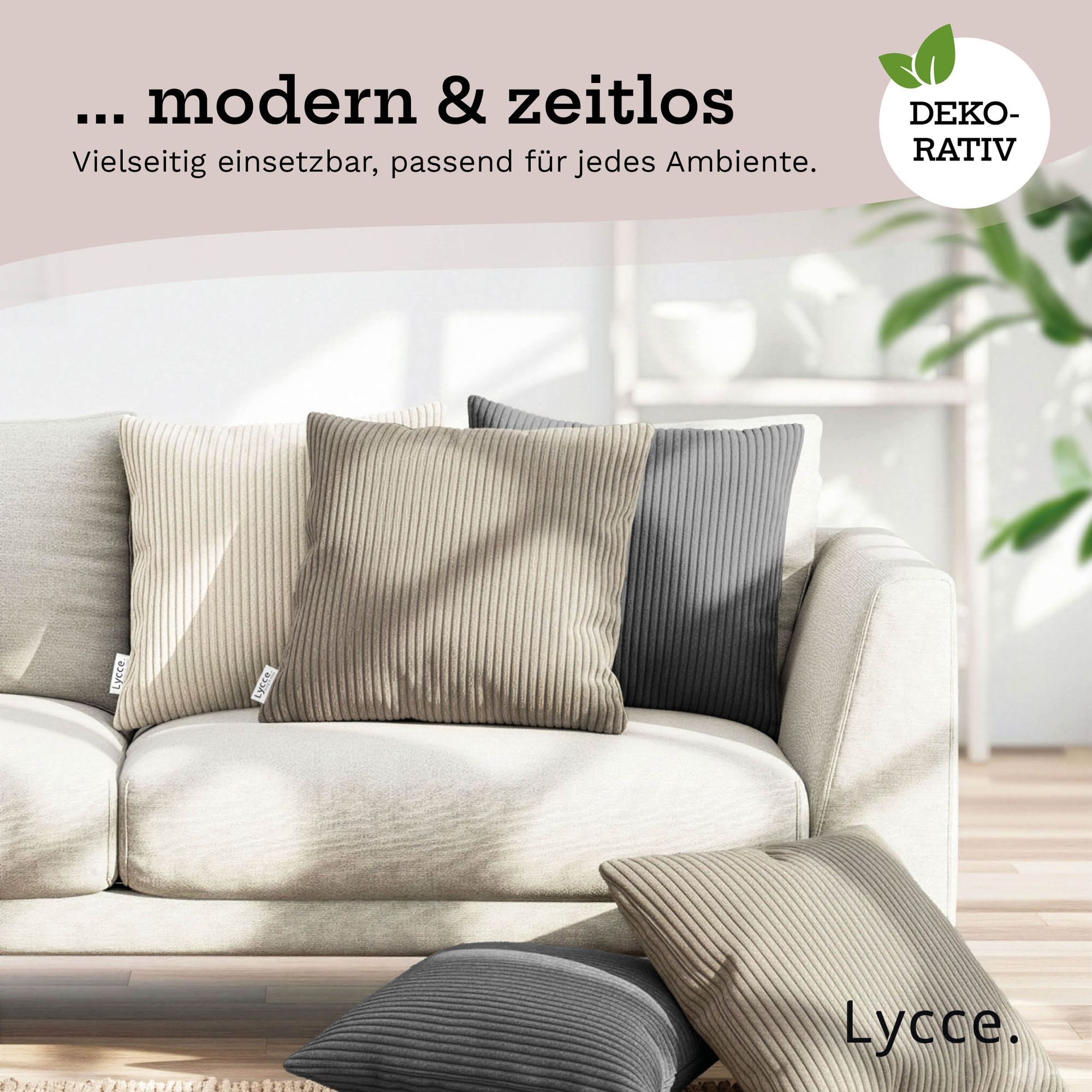 Lycce Kissenbezug aus trendigem Cordstoff (50 x 50 cm) - ideal für kuschelige Sofakissen oder Dekokissen, verschiedene Farben - made in EU