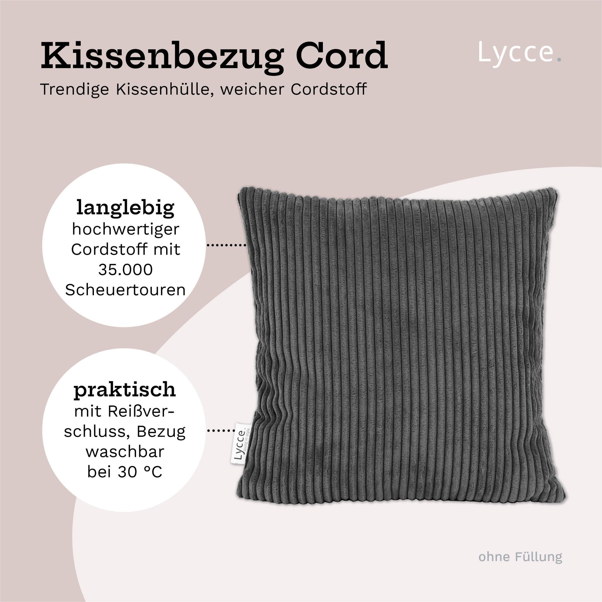 Lycce 2er Set Kissenbezug aus trendigem Cordstoff (40 x 40 cm) - ideal für kuschelige Sofakissen oder Dekokissen, verschiedene Farben - made in EU