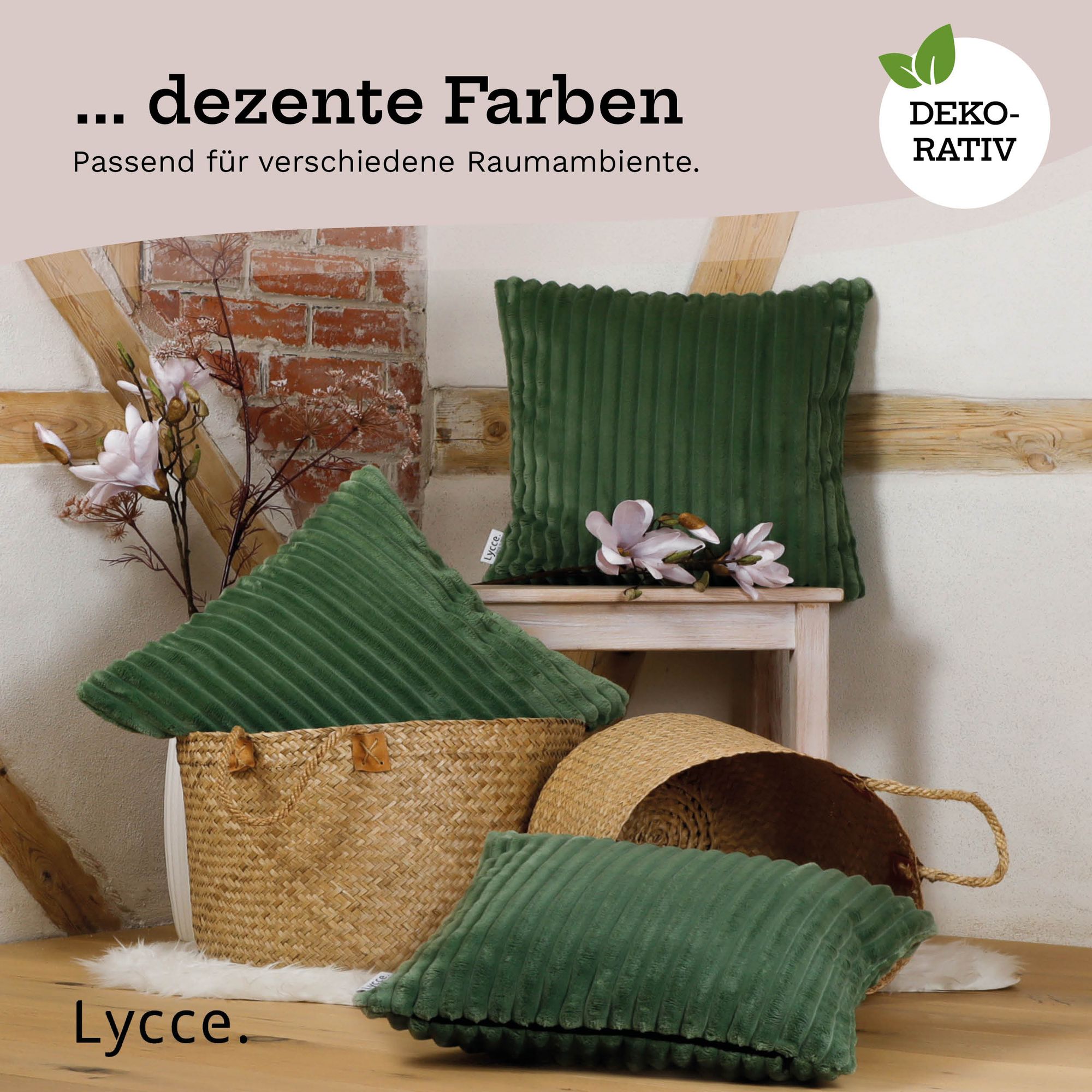 Lycce Kissenbezug Deluxe aus extra breitem, flauschigem Cordstoff - ideal für kuschelige Sofakissen oder Dekokissen, verschiedene Farben - made in EU