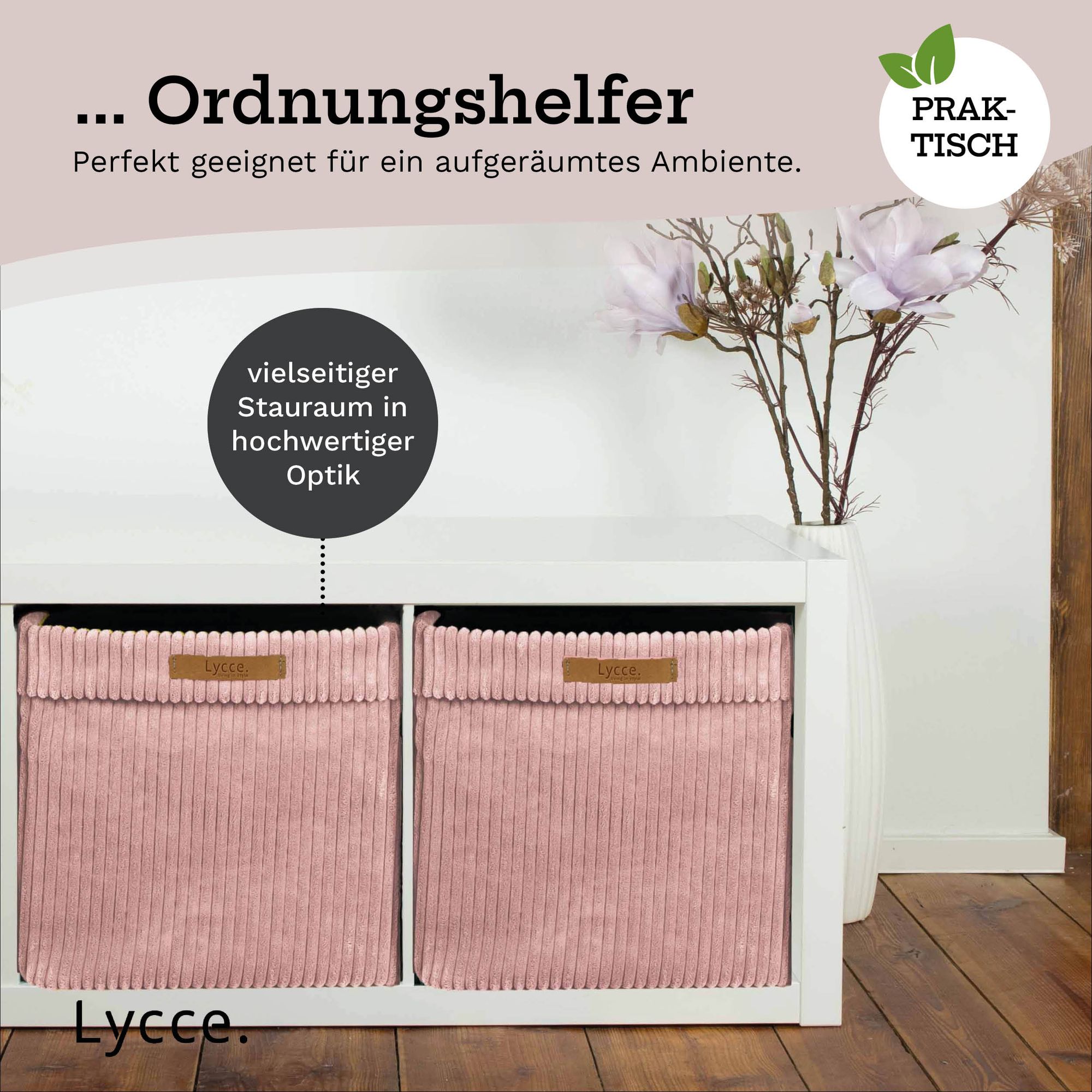 Kallax Boxen Cord | faltbare Aufbewahrungsboxen 33x33xH31cm mit abnehmbarem Cordbezug waschbar | Ordnungsboxen passend für Ikea Kallax Regal in versch. Farben