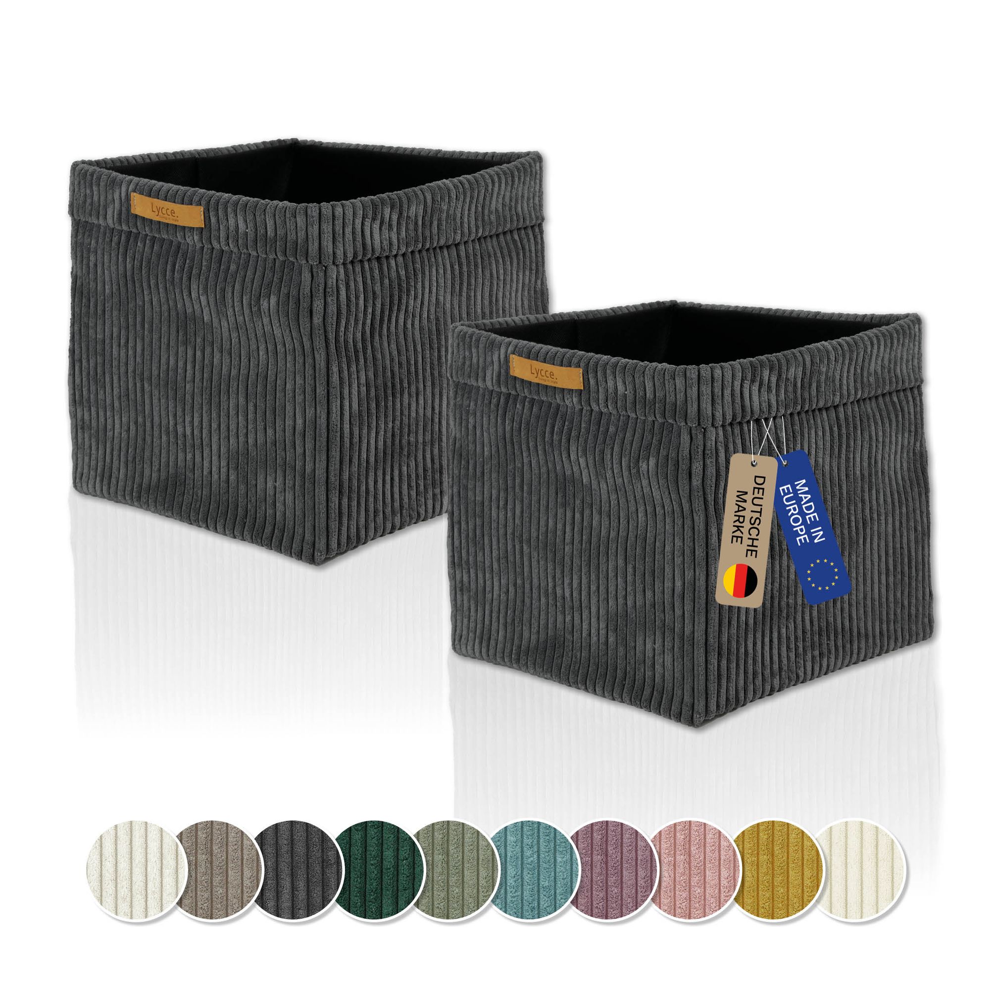 Kallax Boxen Cord | faltbare Aufbewahrungsboxen 33x33xH31cm mit abnehmbarem Cordbezug waschbar | Ordnungsboxen passend für Ikea Kallax Regal in versch. Farben