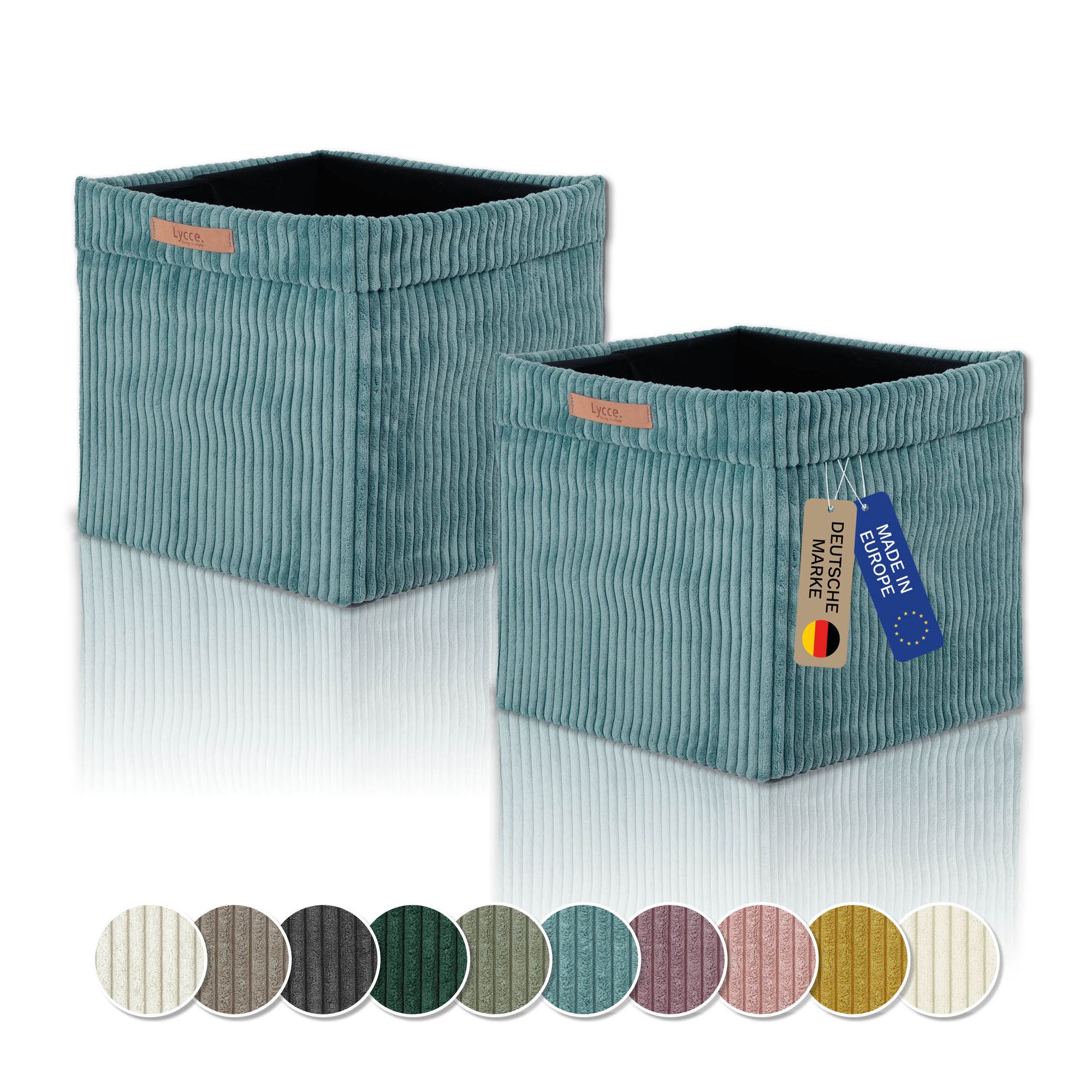 Kallax Boxen Cord | faltbare Aufbewahrungsboxen 33x33xH31cm mit abnehmbarem Cordbezug waschbar | Ordnungsboxen passend für Ikea Kallax Regal in versch. Farben