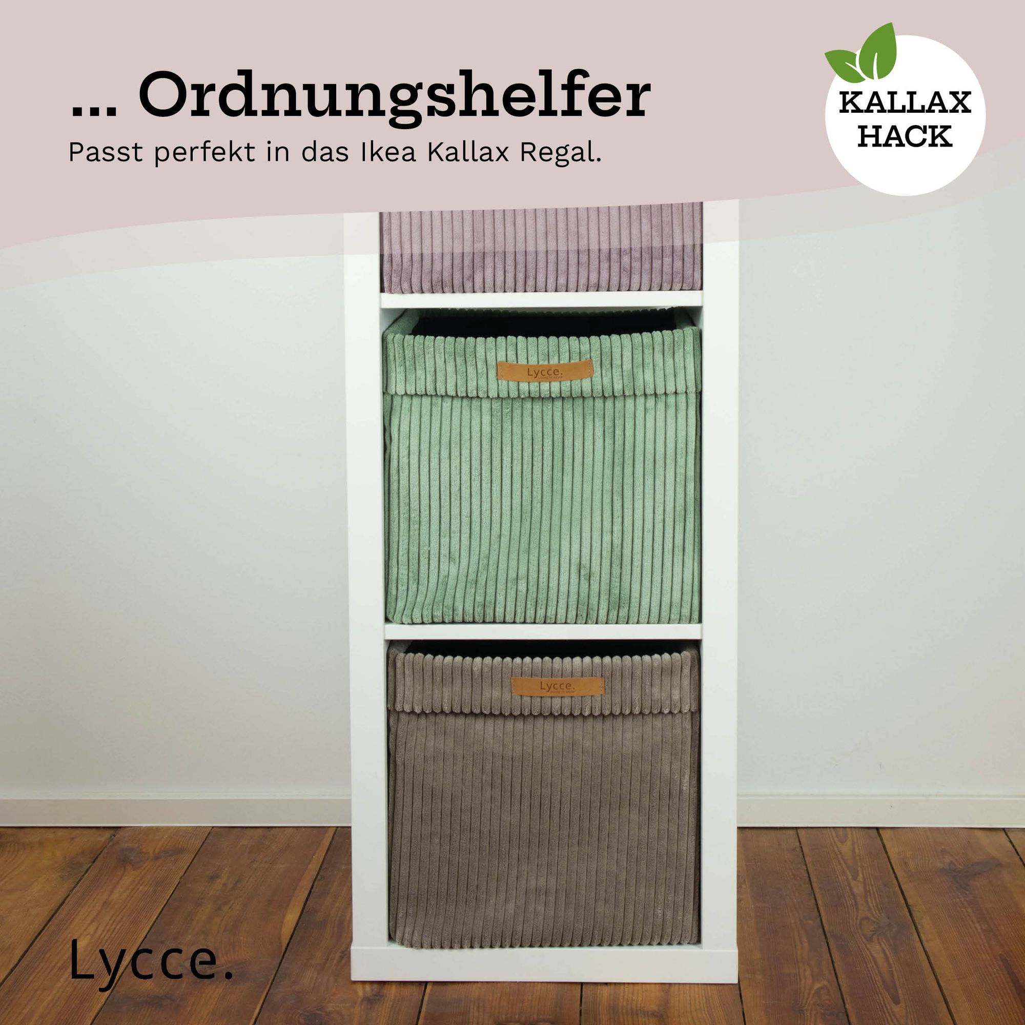 Kallax Boxen Cord | faltbare Aufbewahrungsboxen 33x33xH31cm mit abnehmbarem Cordbezug waschbar | Ordnungsboxen passend für Ikea Kallax Regal in versch. Farben