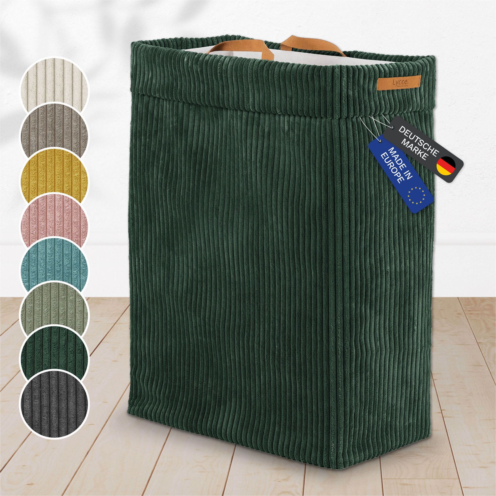 Lycce Wäschekorb Cord – Nischenwäschekorb | platzsparend & praktisch | waschbare Bezüge | faltbarer Wäschesammler | Schlafzimmer, Kinderzimmer & Badezimmer