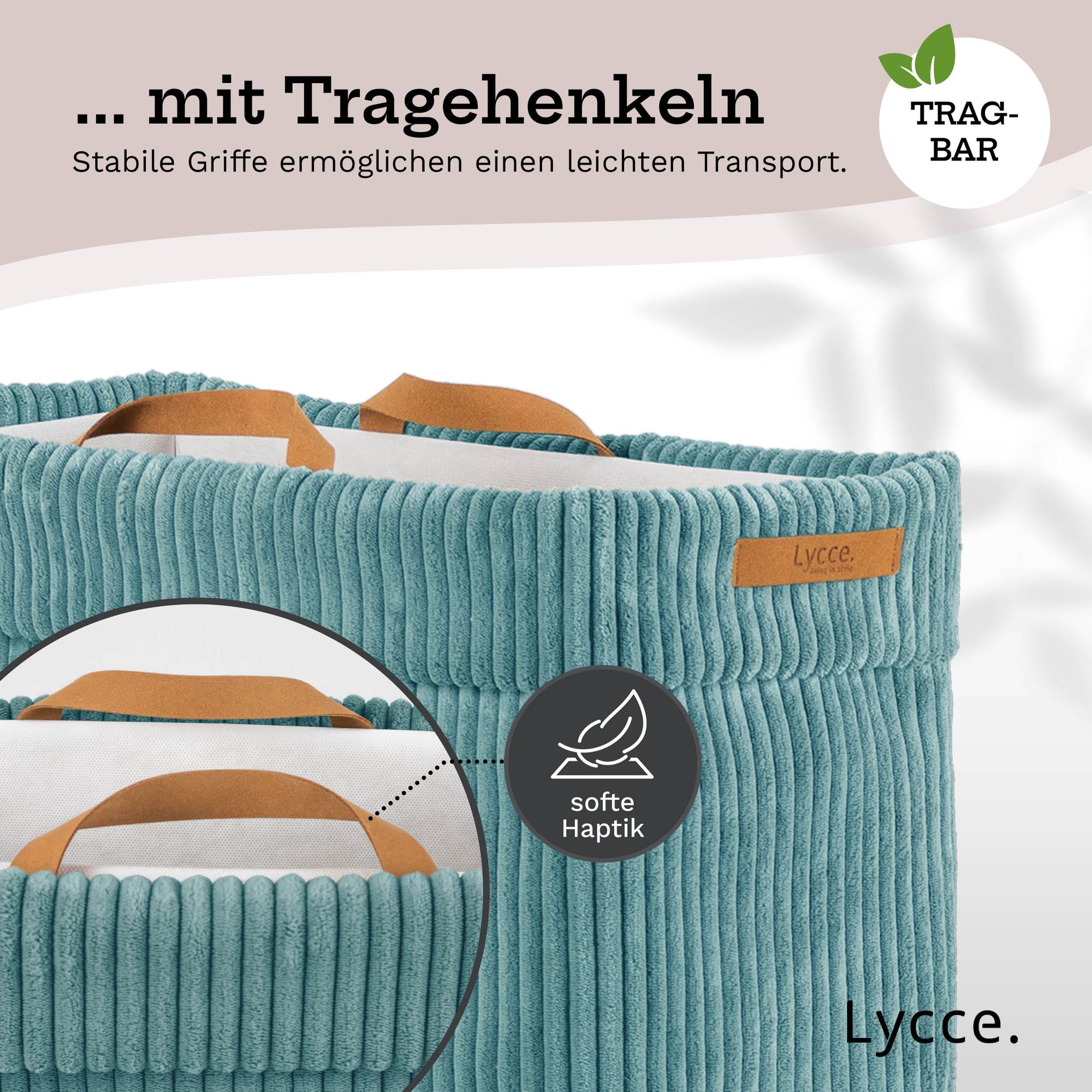 Lycce Wäschekorb Cord – Nischenwäschekorb | platzsparend & praktisch | waschbare Bezüge | faltbarer Wäschesammler | Schlafzimmer, Kinderzimmer & Badezimmer