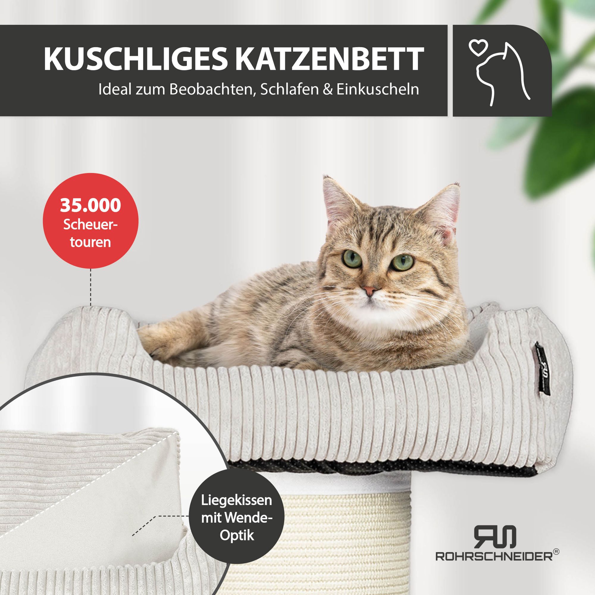 XXL Kratzbaum Frieda mit beigem Cord-Bezug