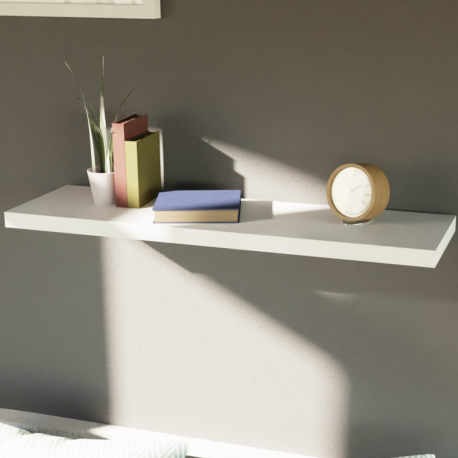 Wandboard Wandregal Regal Weiß 100cm MDF PVC B100xH3,8xT23,5 cm | mojawode