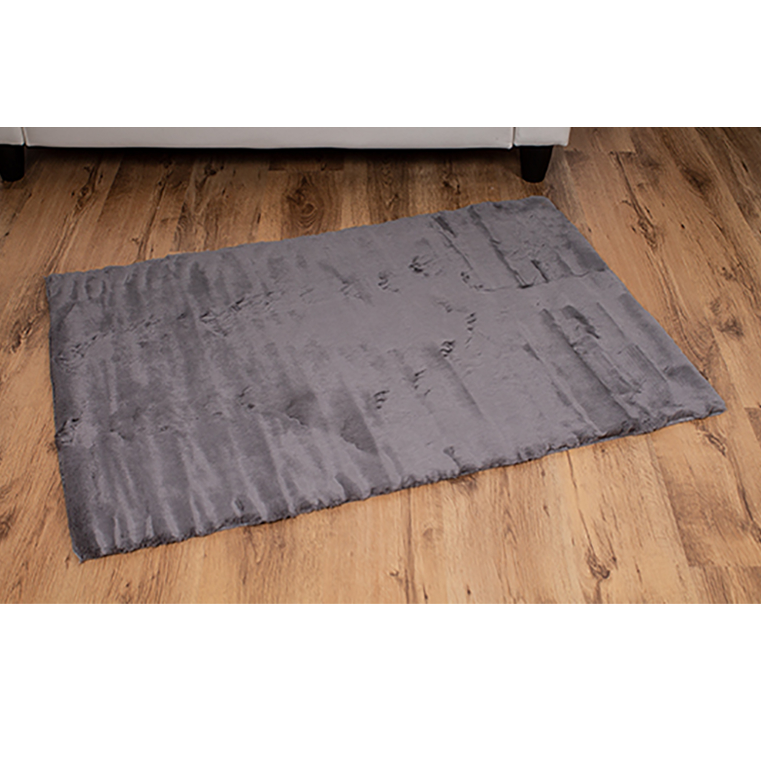 Läufer Fellimitat Rabbit Dekofell Teppich Bettvorleger Kunstfell Grau 80x120cm | mojawode