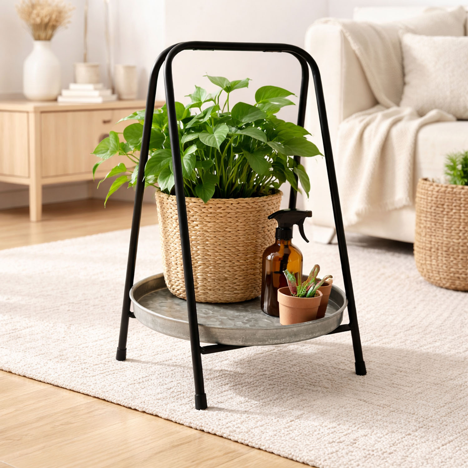 Blumenbank Blumenhocker Blumentreppe Blumenhocker Metall Zink Ø25,5cm H39cm | mojawode