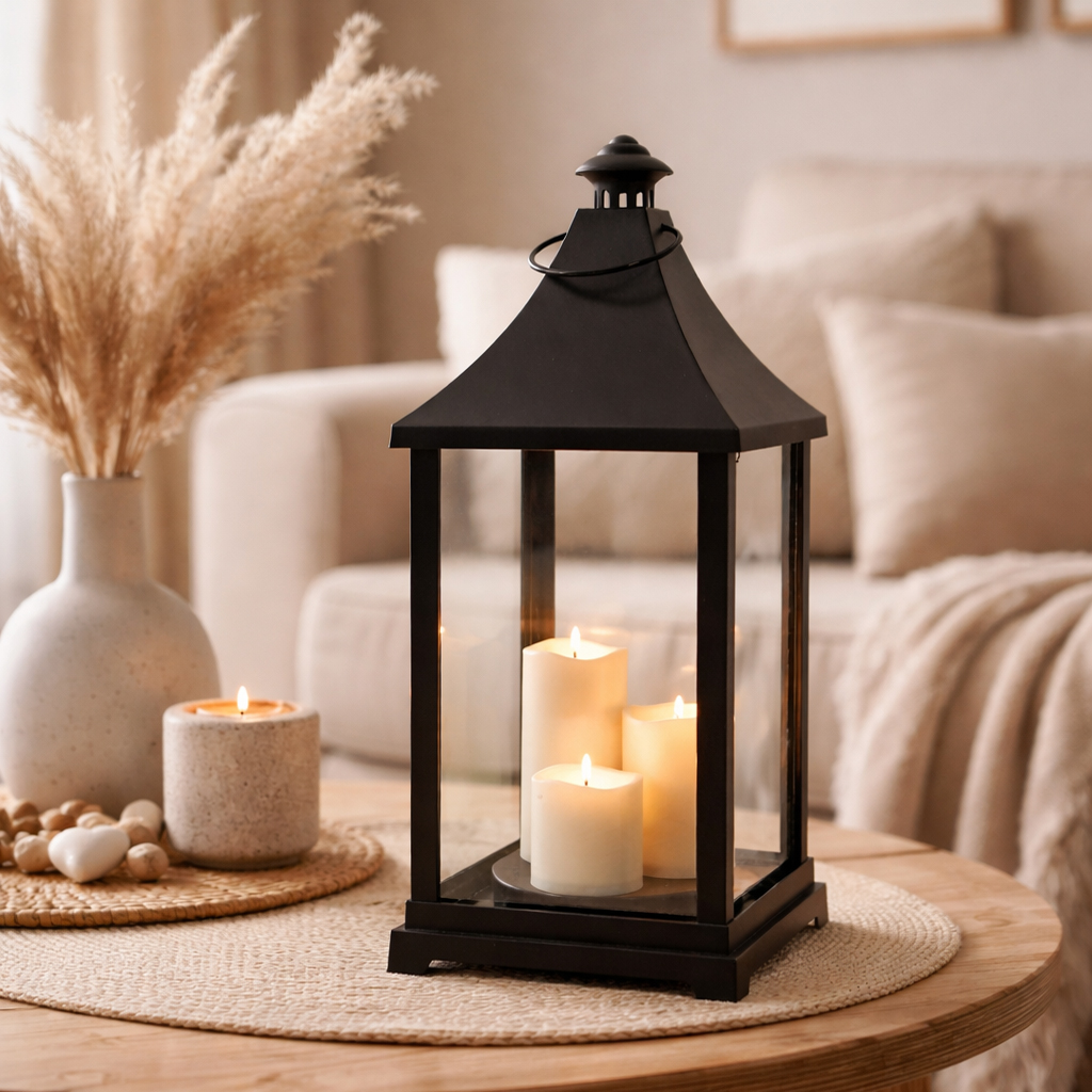 XXL Laterne Windlicht Stalllaterne Gartenlaterne + 3 LED Kerzen Timer | mojawode