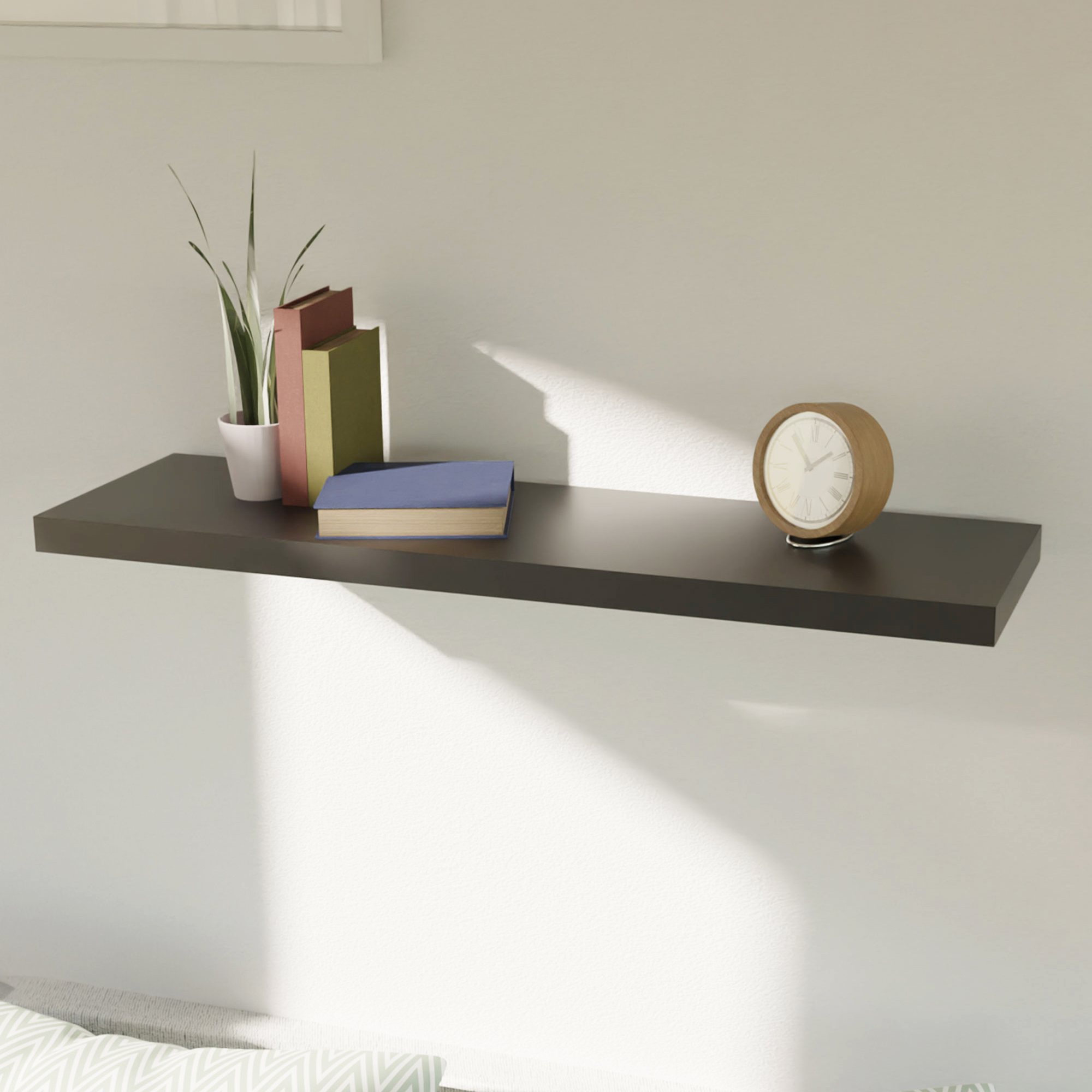 Wandboard Wandregal Regal Schwarz 120cm MDF PVC B120xH3,8xT23,5 cm | mojawode
