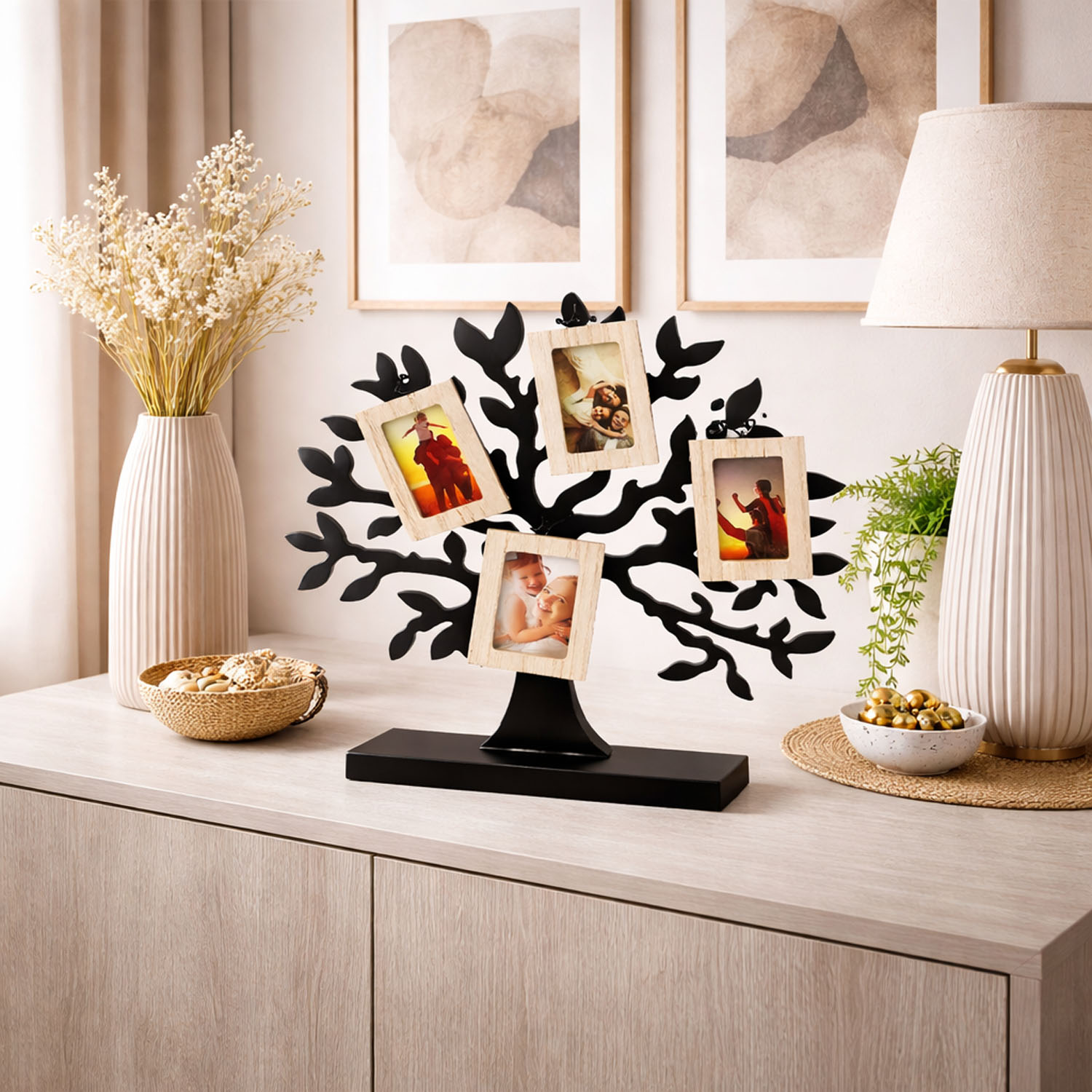 Holz Stand-Deko Lebensbaum Standfigur Deko Objekt Bilderrahmen | mojawode