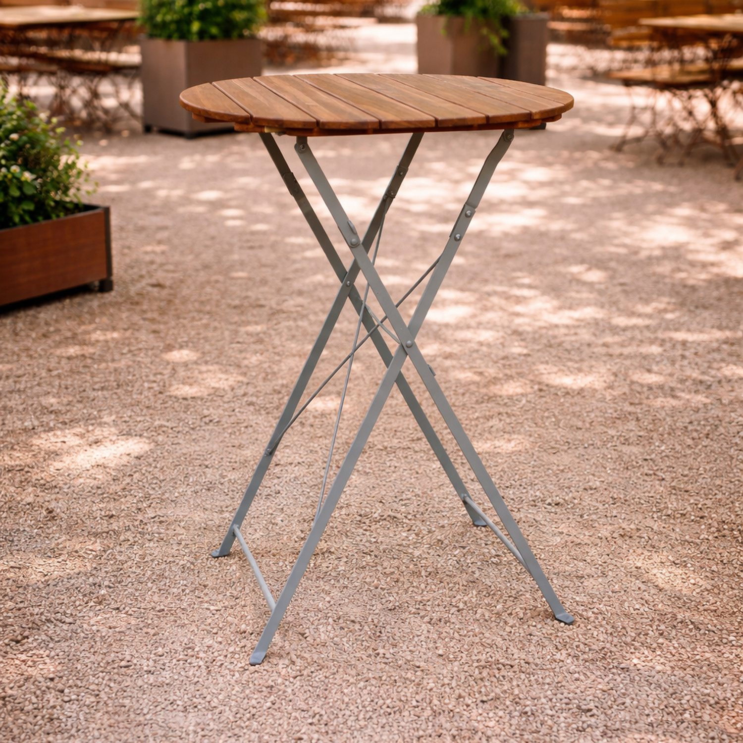 Biergarten Tisch Klapptisch Stehtisch klappbar Akazie Stahl Ø80 cm | mojawode