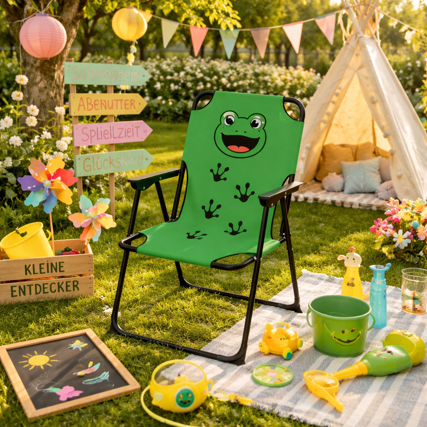 Kinder Campingstuhl Klappstuhl Gartenstuhl Campingstuhl Outdoor Frosch | mojawode