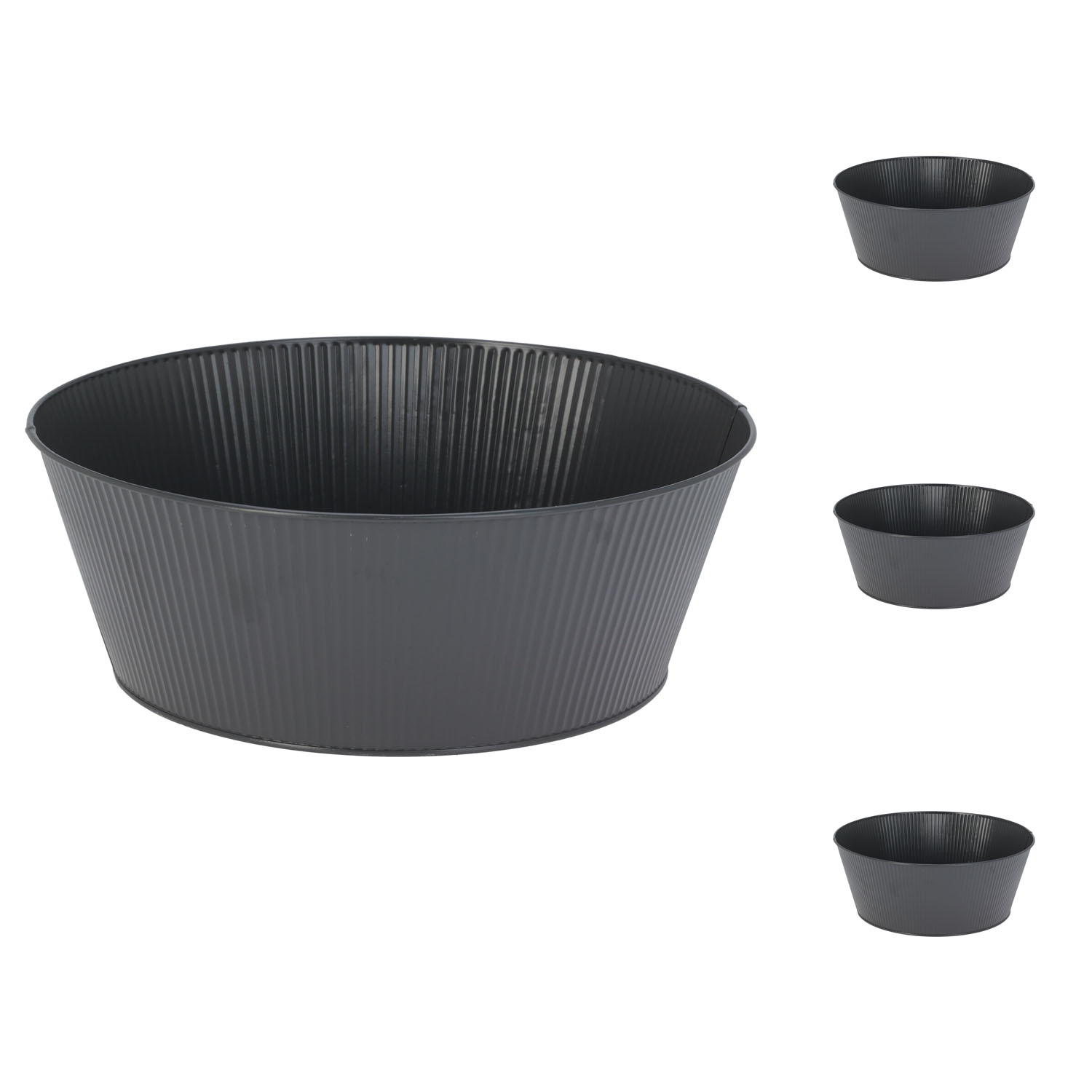 4 Stk. Blumentopf Pflanzgefäß Balkontopf Pflanztopf verzinkt Ø22xH10cm | mojawode