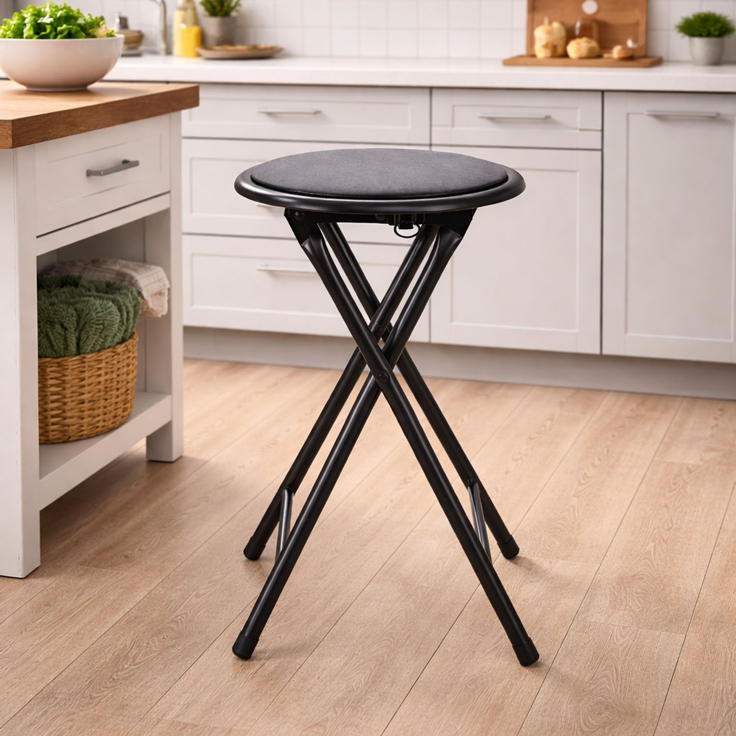 Klapphocker Klappstuhl Küchenhocker Hocker Sitzhocker Schwarz Ø30cm | mojawode
