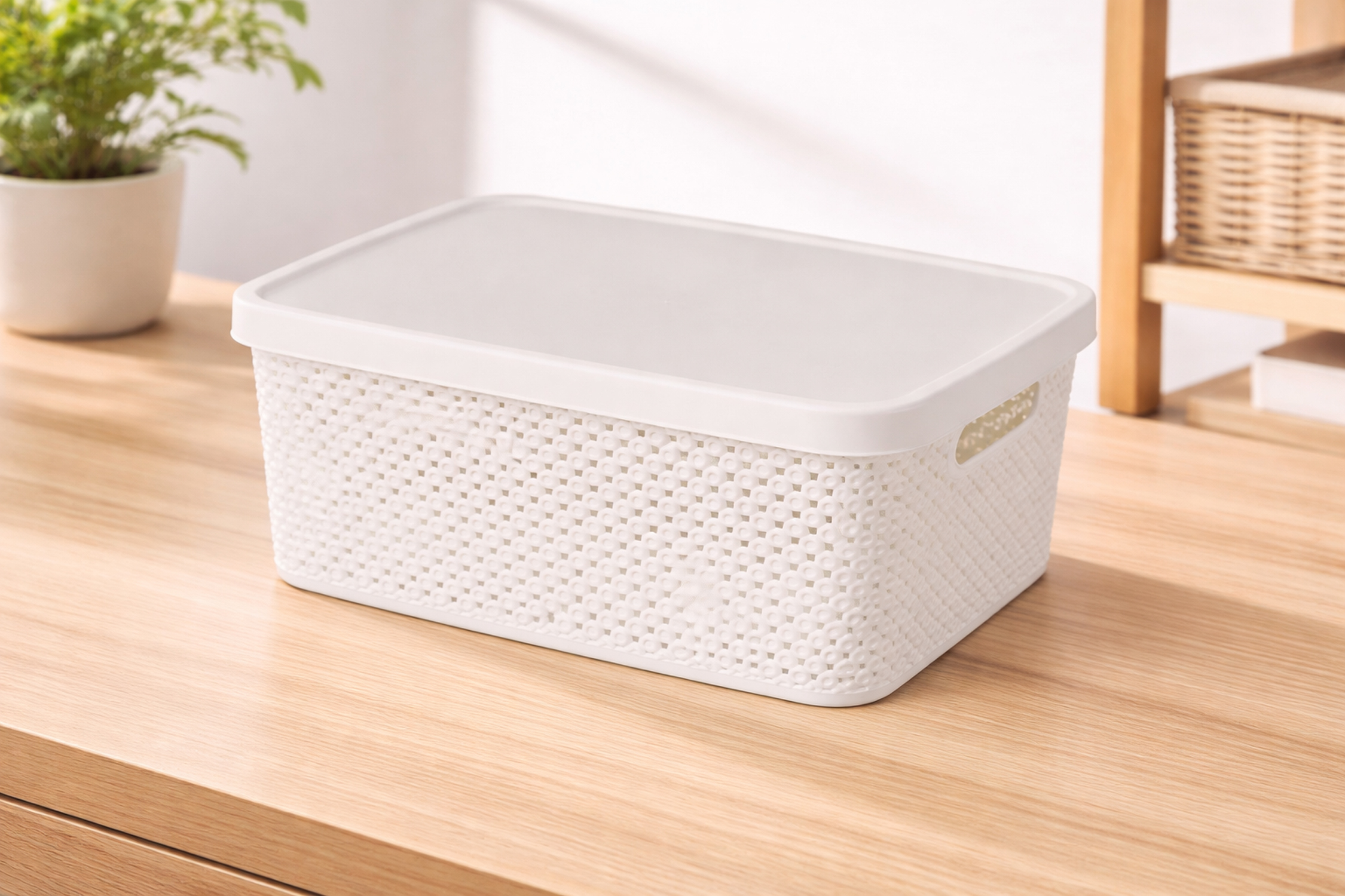 Box mit Deckel Aufbewahrungsbox Kunststoff 3,5L weiß L23xB17xH12cm | mojawode