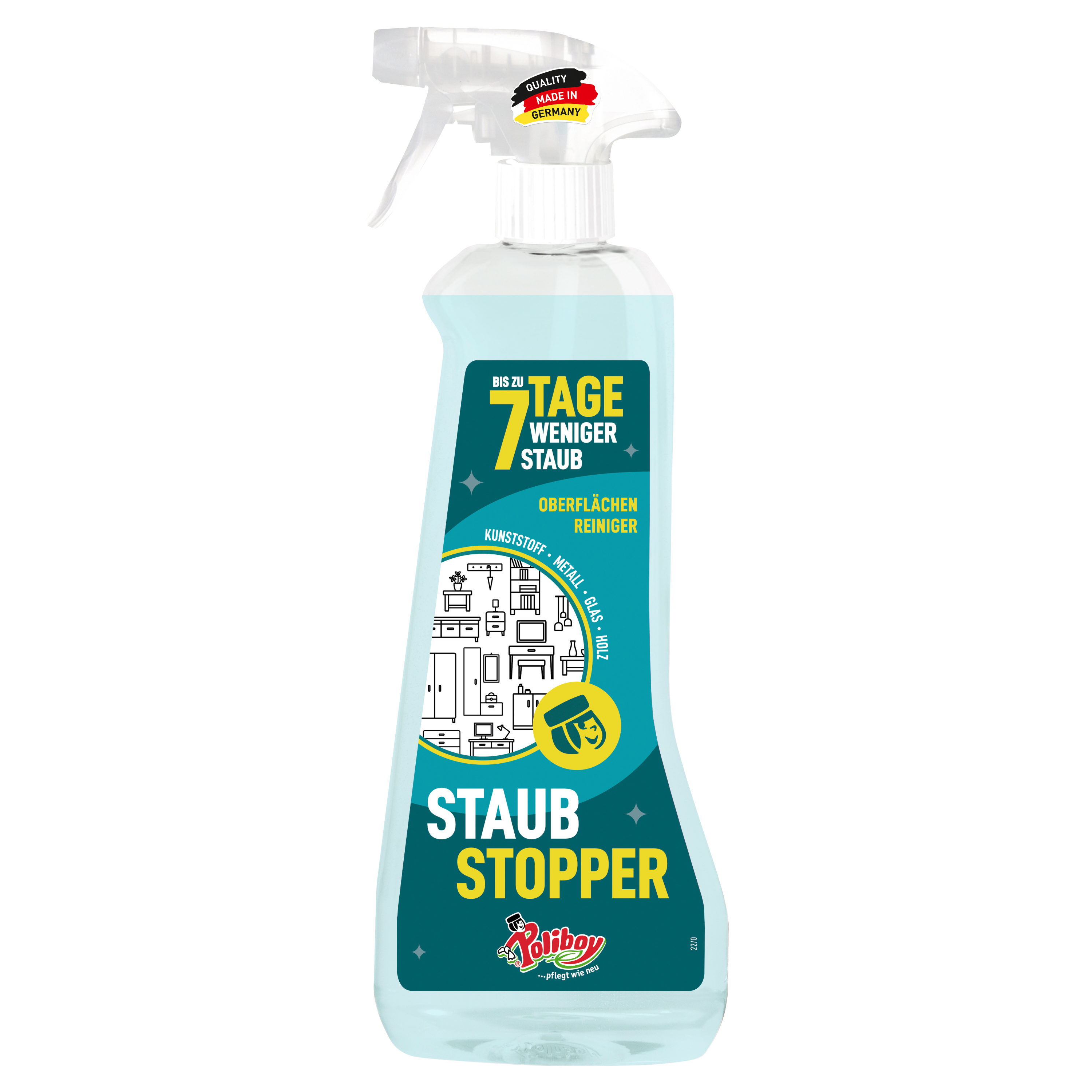 Poliboy Staubstopper - Antistatik - 7 Tage ohne Staub - für Möbel aller Art - 500ml - Made in Germany