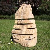 WOHNFREUDEN Marmor Garten Leuchte ca. 80 cm hoch oval natur mit Elektrik