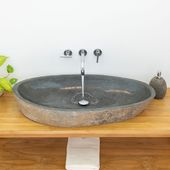 Natur-Stein-Waschbecken oval grau gross 100 cm kaufen 3