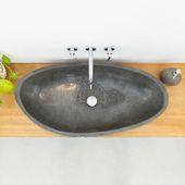 Natur-Stein-Waschbecken oval grau gross 100 cm kaufen 2