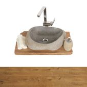 WOHNFREUDEN Teak-Holz Waschtischplatte Waschbecken Unterbau Gr. S 60-80 cm