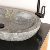 wohnfreuden Marmor Waschbecken MARA 70 cm grau oval poliert