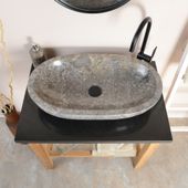 wohnfreuden Marmor Waschbecken MARA 70 cm grau oval poliert