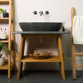 wohnfreuden Marmor-Waschbecken Mara oval anthrazit 70 cm
