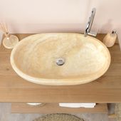 wohnfreuden Onyxmarmor Waschbecken Mara oval poliert 70x40x13 cm