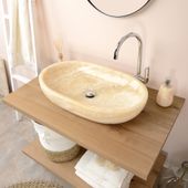 wohnfreuden Onyxmarmor Waschbecken Mara oval poliert 70x40x13 cm
