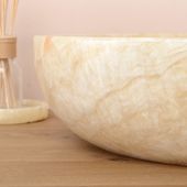 wohnfreuden Onyxmarmor Waschbecken Mara oval poliert 70x40x13 cm