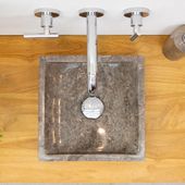 wohnfreuden Marmor Steinwaschbecken MINI PERHAU 30 cm grau eckig