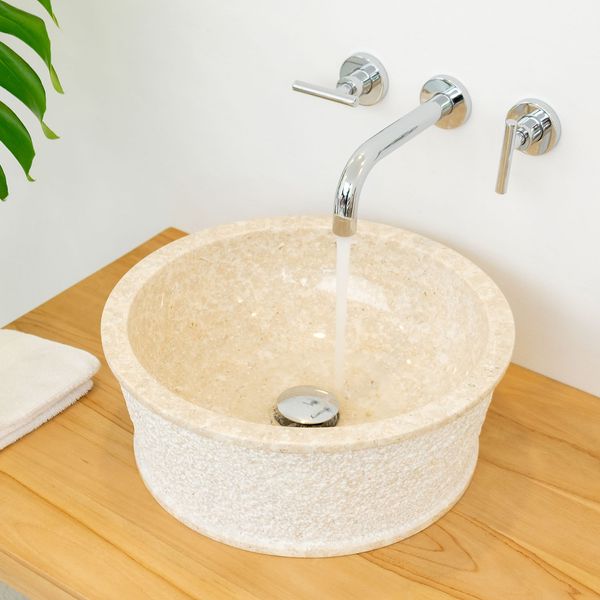 wohnfreuden Marmor - Waschbecken JAAKO 40 cm creme