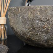 wohnfreuden Naturstein Waschbecken 40 cm oval