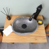 wohnfreuden Naturstein-Waschbecken ca. 30 cm OVAL Steinwaschbecken Bad Gäste WC