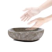 wohnfreuden Naturstein-Waschbecken ca. 30 cm OVAL Steinwaschbecken Bad Gäste WC