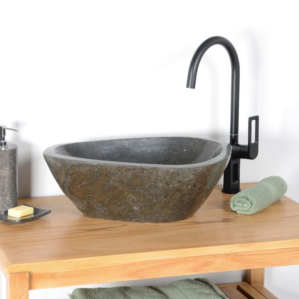 Naturstein Waschbecken 40 cm rundum poliert