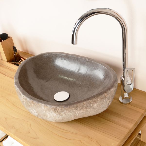 Naturstein Waschbecken 50 cm oval