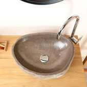 wohnfreuden Naturstein Waschbecken 50 cm oval