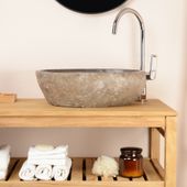 wohnfreuden Naturstein Waschbecken 50 cm oval